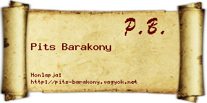Pits Barakony névjegykártya